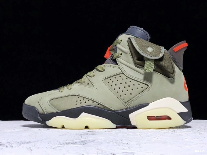 Cheap TBK Medium x Jordan Air Olive Scott 6 CN1084-200 Travis 0709